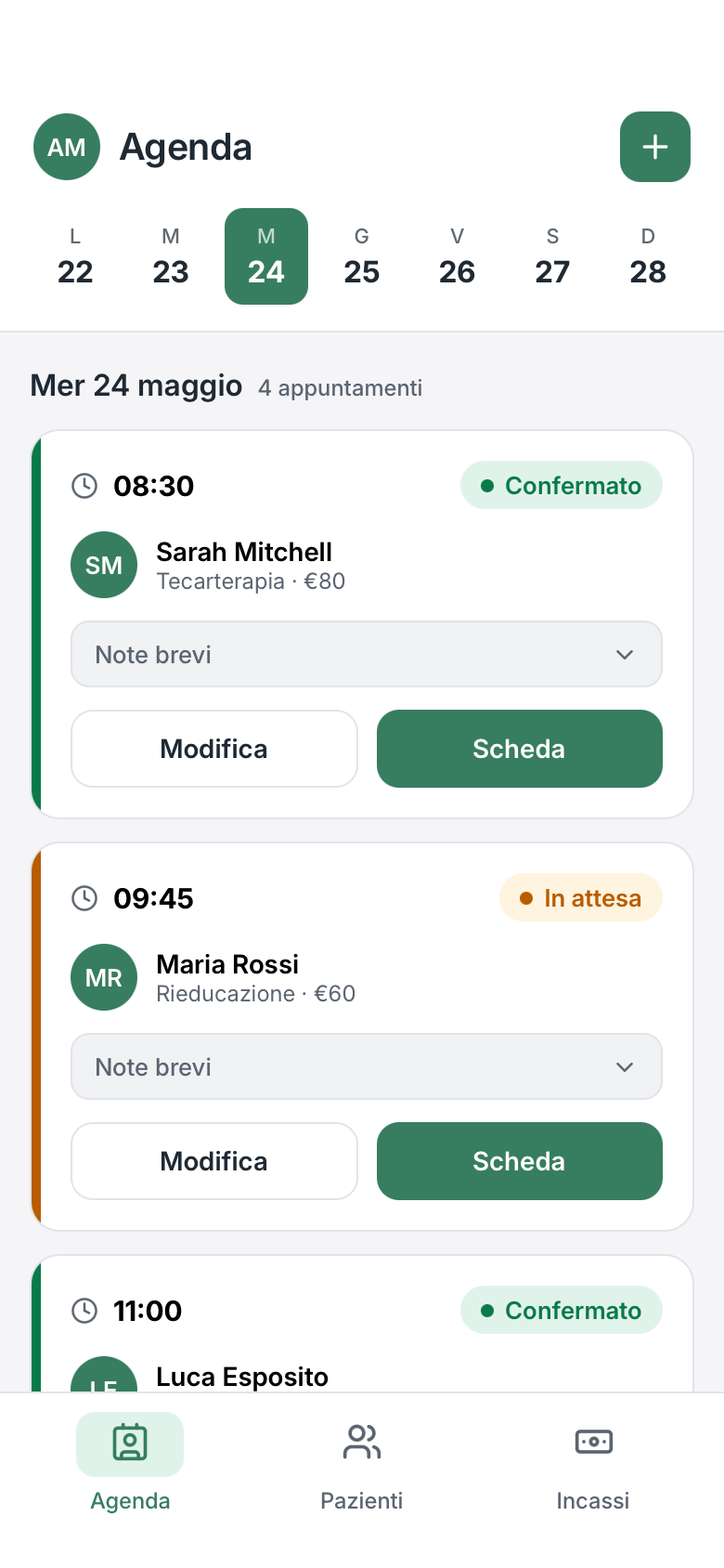 FisioGest · Agenda mobile